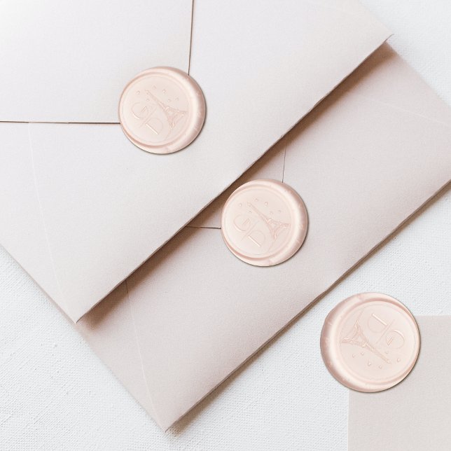 Eiffel Tower, initials and hearts Paris wedding Wax Seal Stamp (Creator Uploaded)