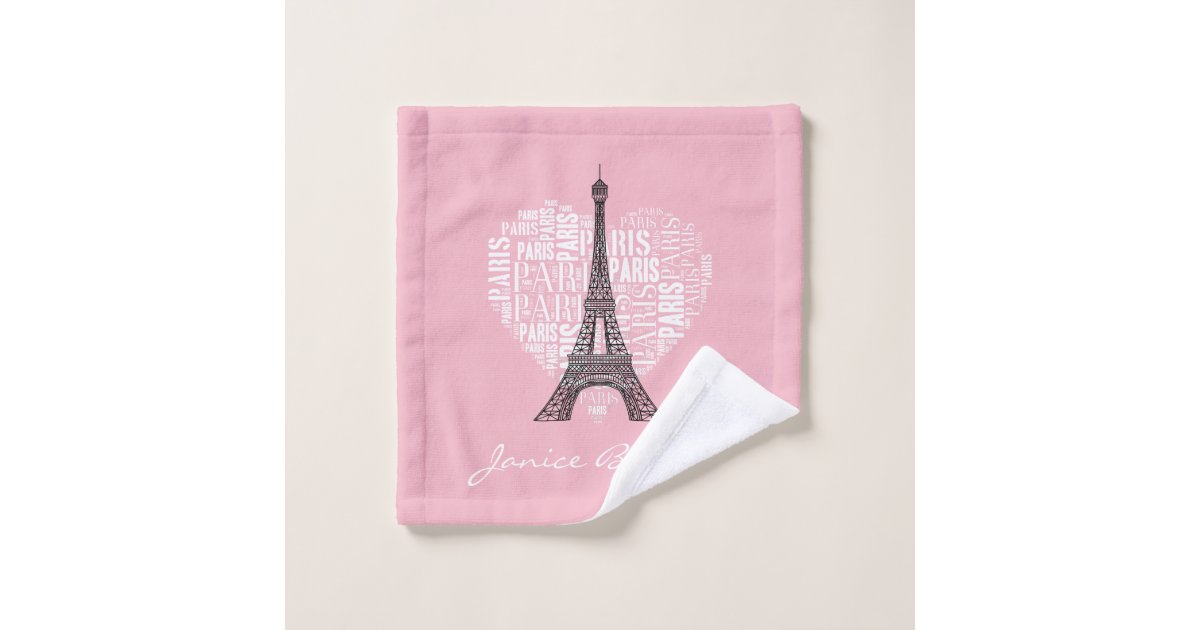 Eiffel Tower & Inscriptions Paris in Heart Bath Towel Set Zazzle