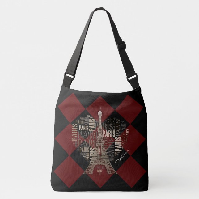 Eiffel Tower | Inscriptions Paris in Heart Crossbody Bag (Front)