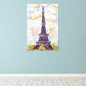 Eiffel Tower Inspired Landscape Pointillism Canvas Print (Insitu(Wood Floor))