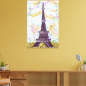 Eiffel Tower Inspired Landscape Pointillism Canvas Print (Insitu(LivingRoom))