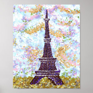 Eiffel Tower inspired landscape pointillism Poster