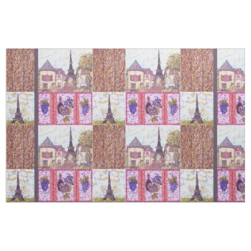 Eiffel Tower inspired large pointillism fabric