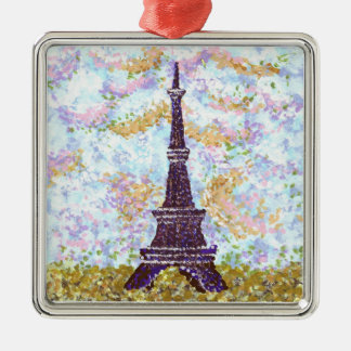 Eiffel Tower inspired pointillism ornament square