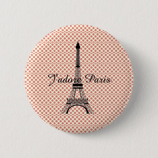 Eiffel tower J'adore Paris Button (Front)
