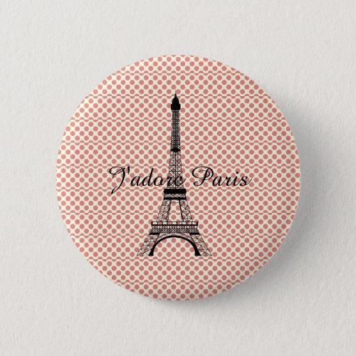 Eiffel tower Jadore Paris Button