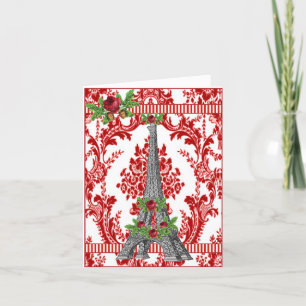 Eiffel Tower Joyeux Noel Christmas Letterpress Thank You Card