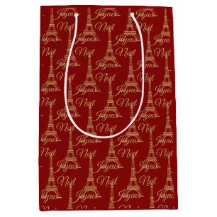 Eiffel Tower Joyeux Noel Medium Gift Bag