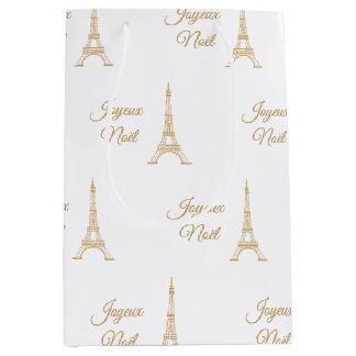 Eiffel Tower Joyeux Noel Medium Gift Bag