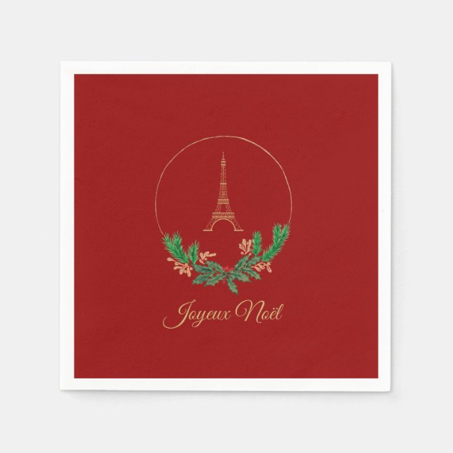 Eiffel Tower Joyeux Noel Napkins (Front)