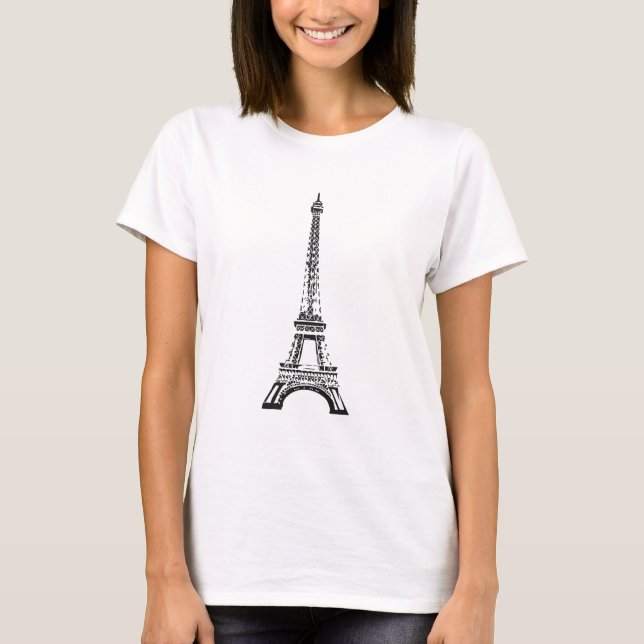 Eiffel Tower, ladies Long Sleeved Fitted T T-Shirt (Front)