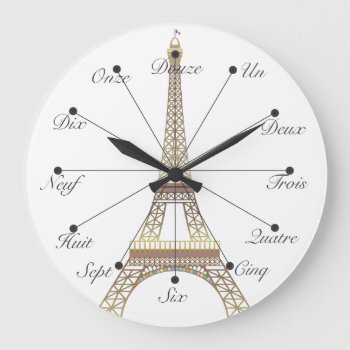 Eiffel Tower Large Wall Clock by grandjatte at Zazzle