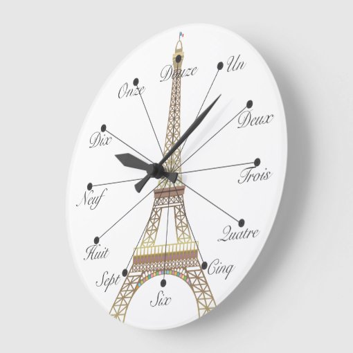 Eiffel Tower Large Wall Clock | Zazzle