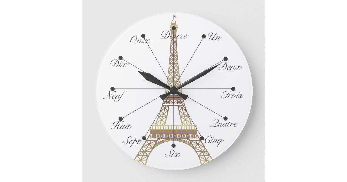 Eiffel Tower Large Wall Clock | Zazzle