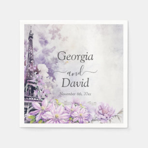 Eiffel Tower Lavender Romance Wedding Napkins