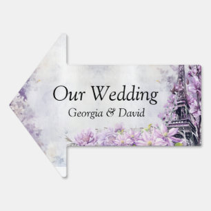 Eiffel Tower Lavender Romance Wedding Sign