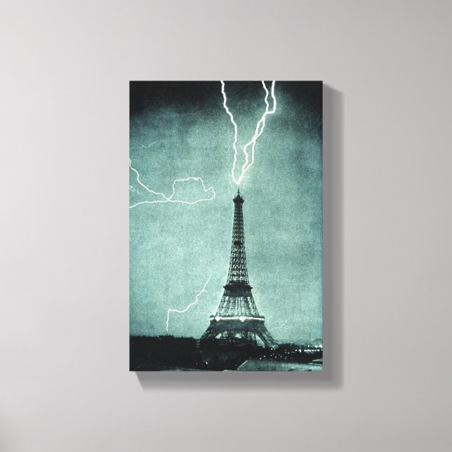 Eiffel Tower Lightning Strike Canvas Print (Front)