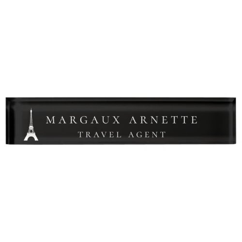 Eiffel Tower Logo Black Desk Name Plate