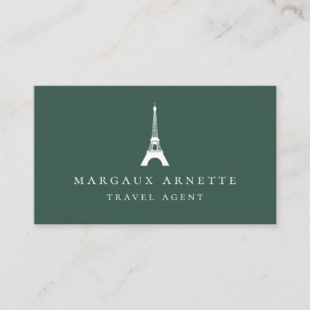 Eiffel Tower Logo Green Business Card by PoshPaperCo at Zazzle