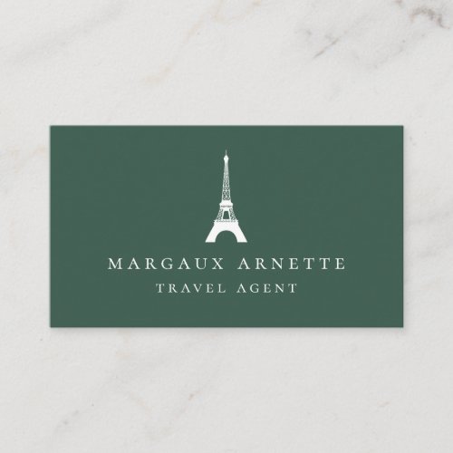 Eiffel Tower Logo Green Business Card