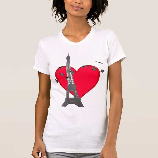 Eiffel Tower love birds T-Shirt (Front)