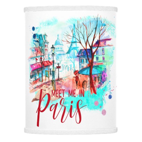 Eiffel Tower Meet Me in Paris Watercolor Splatter Lamp Shade