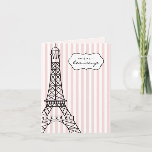 Eiffel Tower Merci Beaucoup Thank You Card