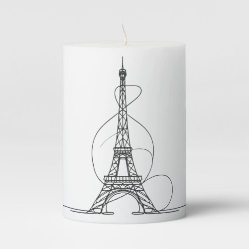 Eiffel Tower Minimalism One_Line Art Pillar Candle