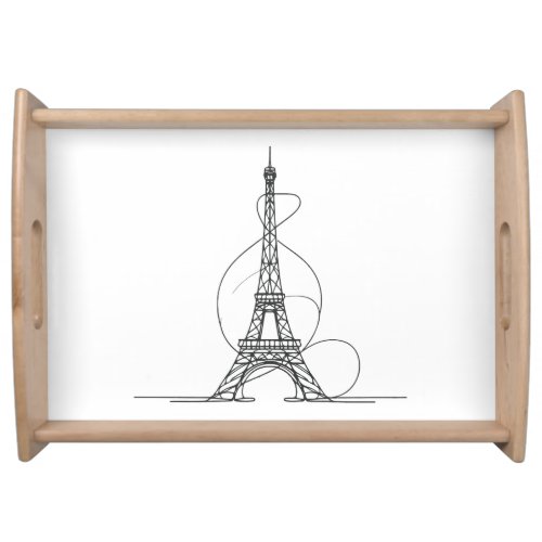 Eiffel Tower Minimalism One_Line Art Serving Tray