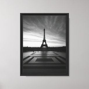 Eiffel Tower Monochrome Framed Canvas Art Print
