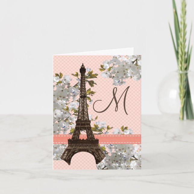Eiffel Tower Monogrammed Note Cards (Front)