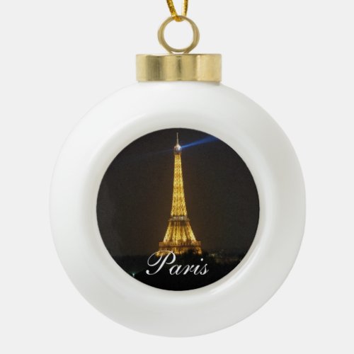 Eiffel Tower night Ceramic Ball Christmas Ornament
