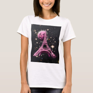 Eiffel Tower Night Moon T-Shirt