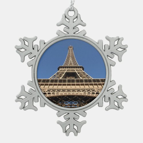 Eiffel tower of Paris in France Mug Snowflake Pewter Christmas Ornament