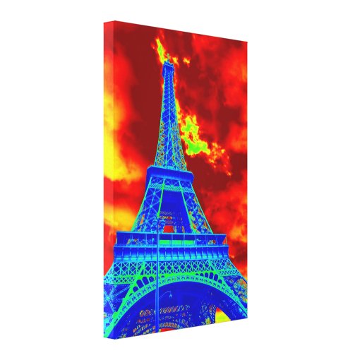 eiffel tower on fire canvas print Zazzle