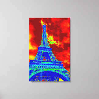 eiffel tower on fire canvas print