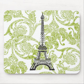 Eiffel Tower on Green Design Mousepad