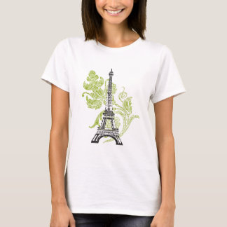 Eiffel Tower on Green Design T-Shirt