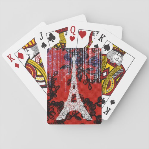 Eiffel Tower on Lace 2 Playing Cards
