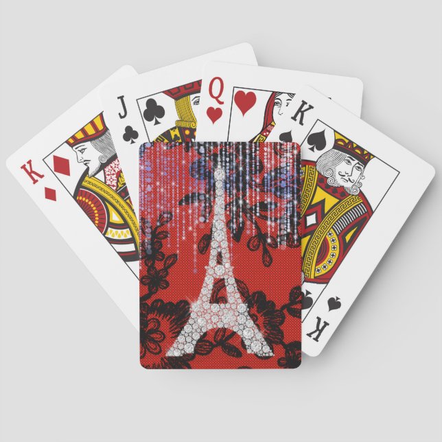 Eiffel Tower on Lace 2 Playing Cards (Back)