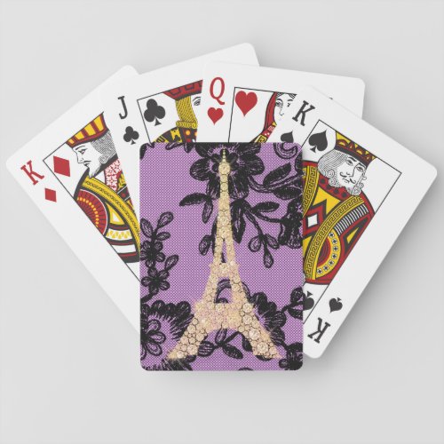 Eiffel Tower on Lace Playing Cards
