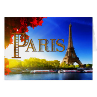 Eiffel Tower on the Seine TEXT Paris Cards