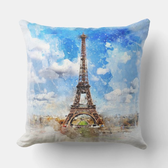 Eiffel Tower Outdoor Pillow (Front)