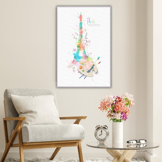 Eiffel Tower Paint Splatter Print on Canvas Art (Creator Uploaded)