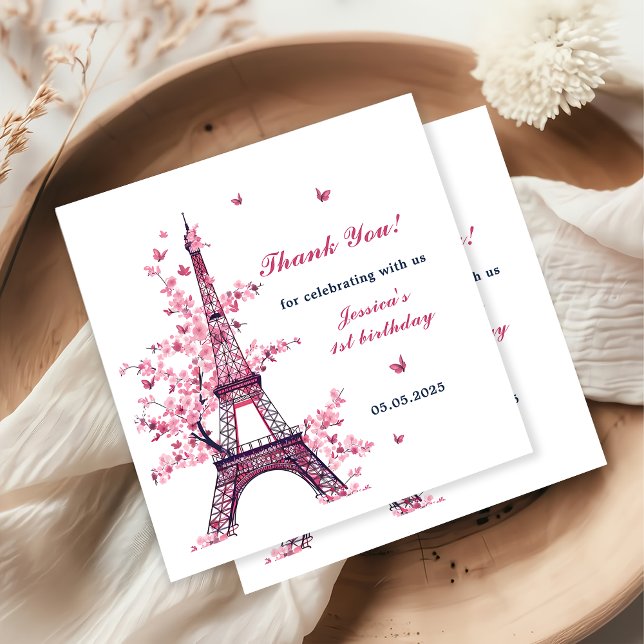  Eiffel Tower Paris 1st Birthday Party Napkins (Creator Uploaded)