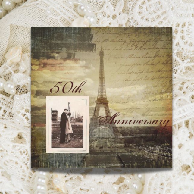Eiffel Tower Paris 50th Wedding anniversary Invitation (Eiffel Tower Paris 50th Wedding anniversary Invitation)