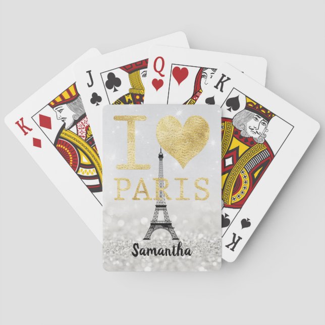 Eiffel Tower Paris and Heart Poker Cards (Back)