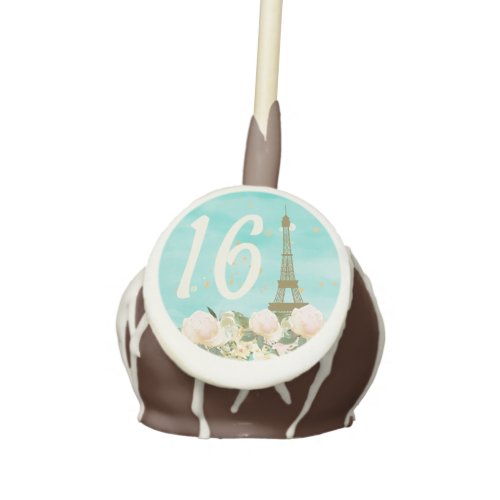 Eiffel Tower Paris Aqua Sweet 16 Birthday Party   Cake Pops