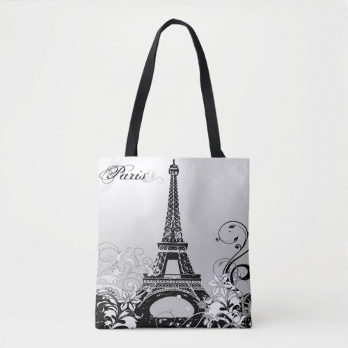 Eiffel Tower Paris BW All_Over_Print Tote Bag