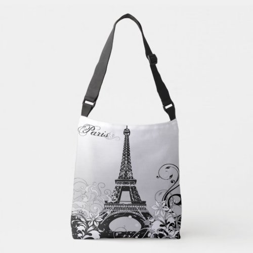 Eiffel Tower Paris BW Cross Body Bag